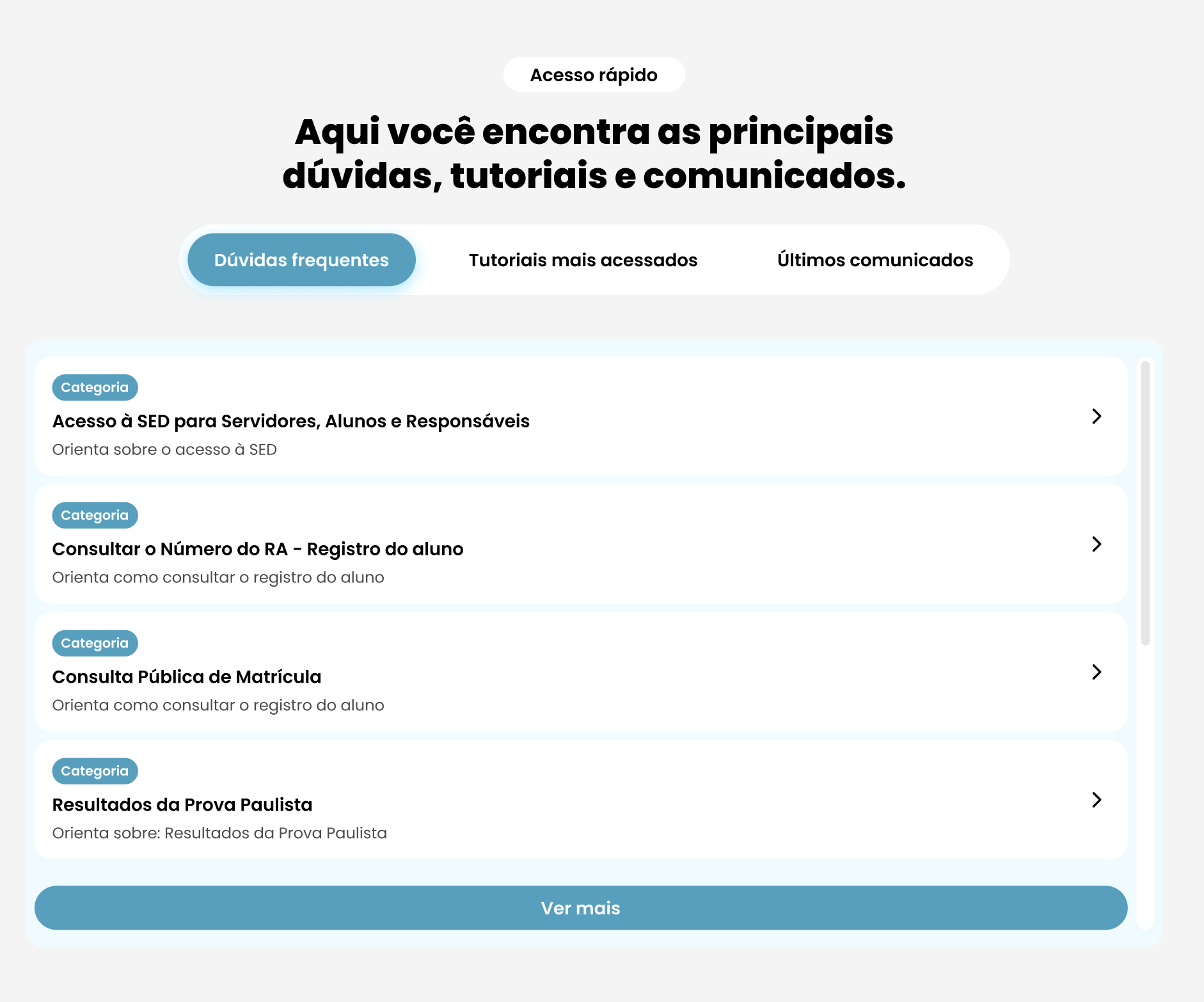 Base de conhecimento com acesso rápido