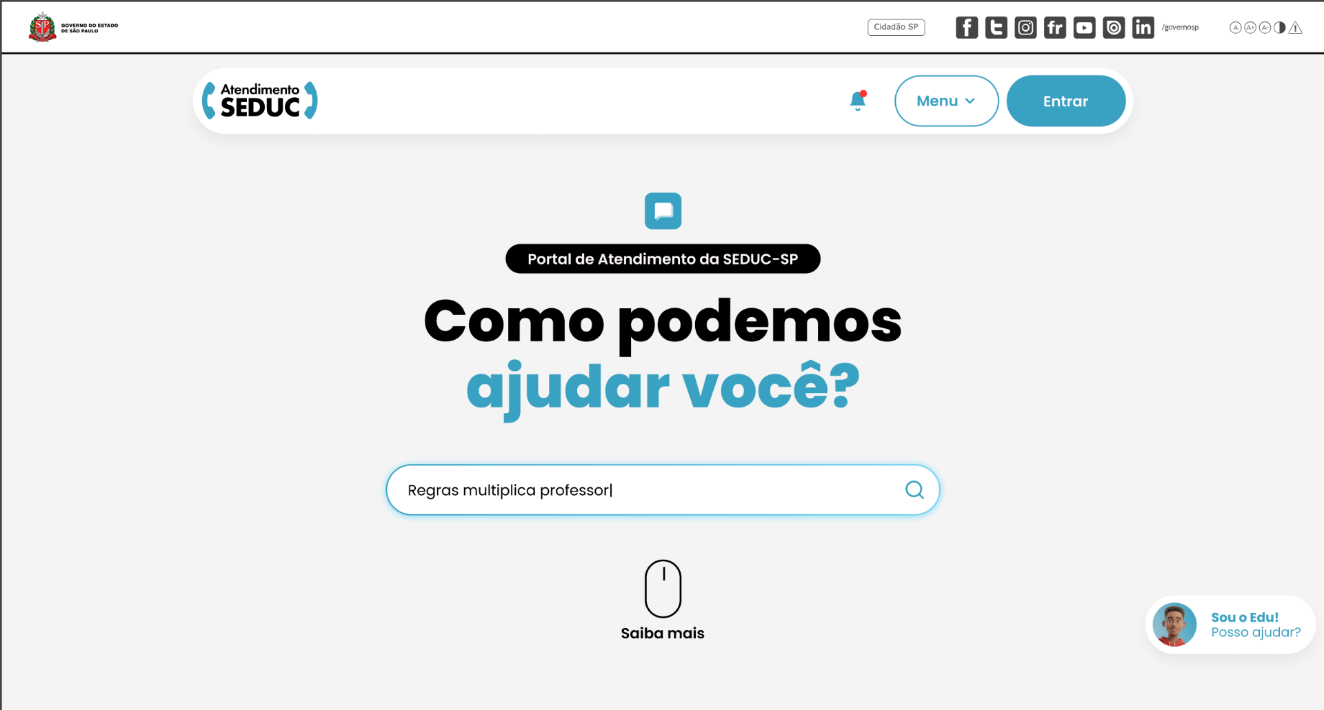 Portal de Atendimento SEDUC-SP — Como podemos ajudar você?