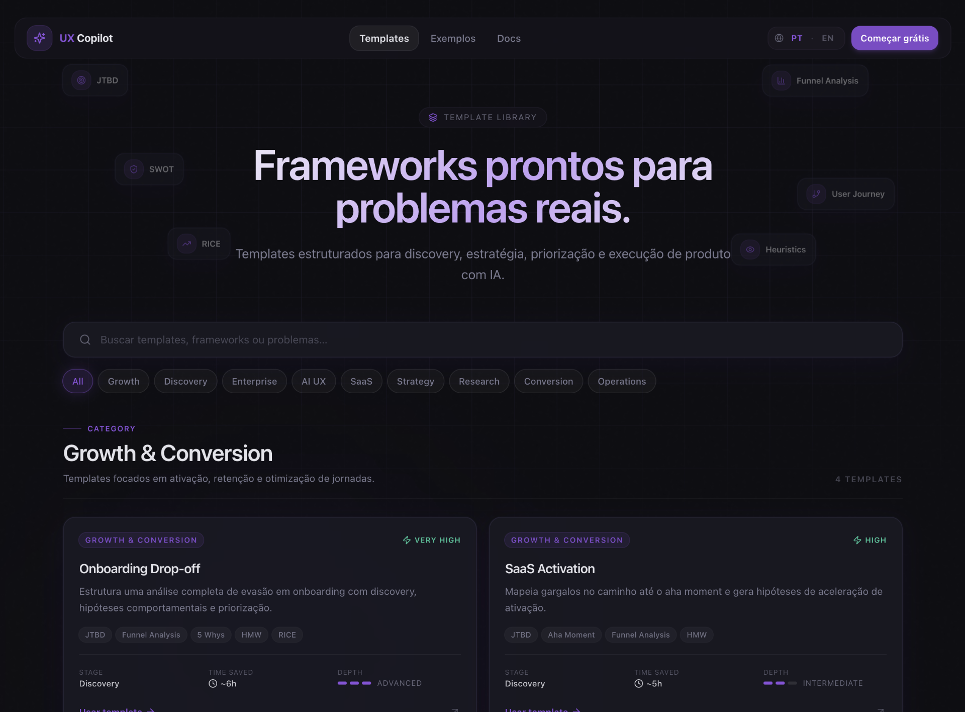 UX Copilot — superfície de discovery